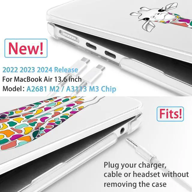 Alt view image 2 of 5 - Mektron for 2025 M4 MacBook Air 13.6 Inch A3240 Case Fits 2023 A2681 M2 2024 A3113 M3 Chip with Liquid Retina Display Touch ID, Printed Plastic Hard Shell Cover for MacBook Air 13.6", Giraffe