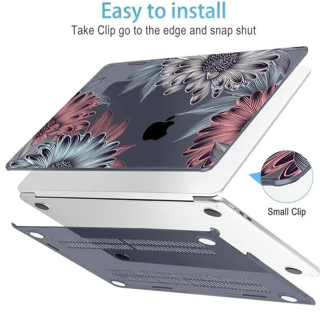 Alt view image 5 of 5 - Mektron Designed for 2025/2024/2023 MacBook Air 15 INCH M4 A3241 /M3 A3114 /M2 A2941 Case, Printed Plastic Hard Shell Cover with 15.3" Liquid Retina Display Touch ID, Blooming Chrysanthemums