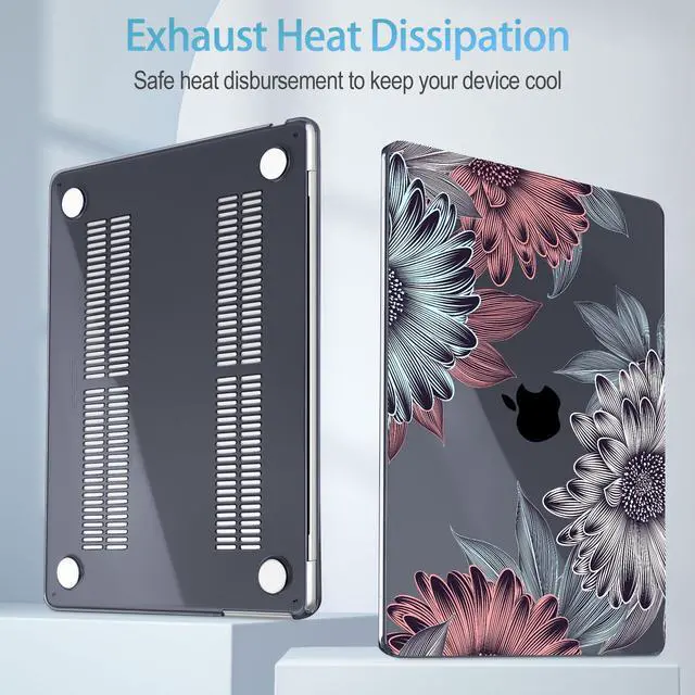 Alt view image 3 of 5 - Mektron Designed for 2025/2024/2023 MacBook Air 15 INCH M4 A3241 /M3 A3114 /M2 A2941 Case, Printed Plastic Hard Shell Cover with 15.3" Liquid Retina Display Touch ID, Blooming Chrysanthemums