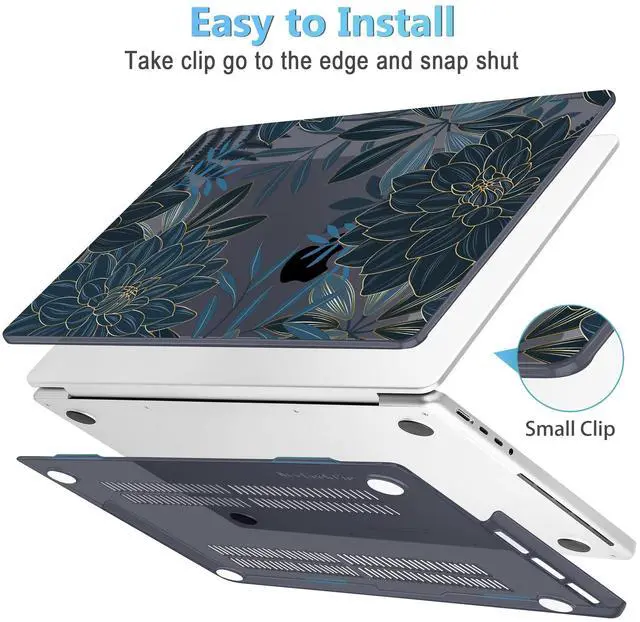 Alt view image 3 of 5 - Mektron Case for MacBook Pro 16" M4 A3403 A3186 M3 A2991 M2 A2780 M1 A2485 (2021/2023/2024) Pro/Max with Touch ID, Hard Shell Plastic Laptop Cover Keyboard Cover Screen Protector, Dahlia Flower C035
