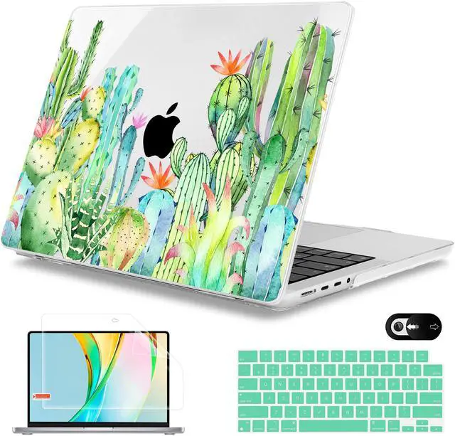 Main image of Mektron Case for MacBook Pro 16" M4 A3403 A3186 M3 A2991 M2 A2780 M1 A2485 (2021/2023/2024) Pro/Max with Touch ID, Hard Shell Plastic Laptop Cover Keyboard Cover Screen Protector, Watercolor Cactus