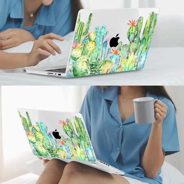 Alt view image 4 of 5 - Mektron Case for MacBook Pro 16" M4 A3403 A3186 M3 A2991 M2 A2780 M1 A2485 (2021/2023/2024) Pro/Max with Touch ID, Hard Shell Plastic Laptop Cover Keyboard Cover Screen Protector, Watercolor Cactus