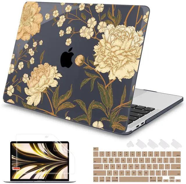 Main image of Mektron Case for MacBook Pro 16 Inch A2141 Cover 2019 Release 16" with Liquid Retina Display/Touch ID, Plastic Hard Shell with Keyboard Skin & Screen Protector & Dust Plug, Peony Flowers C186