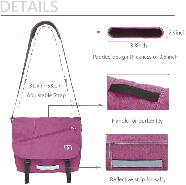 Alt view image 4 of 5 - OIWAS Messenger Bag for Women Crossbody 15.6 Inch Laptop Satchel Bags for Women Shoulder Bag Large Briefcase Computer Bag Work Travel Purple
