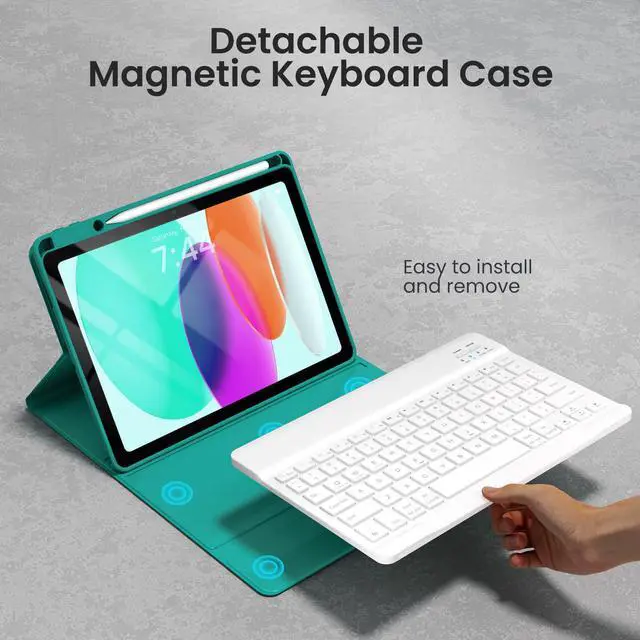 Alt view image 3 of 5 - OPAKIT Keyboard Case for iPad 10th Generation 2022 & A16 11th Generation 2025(10.9/11 inch), Detachable Wireless Keyboard, Stand Folio Keyboard Case with Pencil Holder for New iPad 10th Gen 2022-Teal