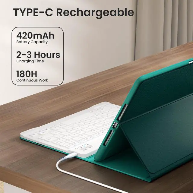 Alt view image 5 of 5 - OPAKIT Keyboard Case for iPad 10th Generation 2022 & A16 11th Generation 2025(10.9/11 inch), Detachable Wireless Keyboard, Stand Folio Keyboard Case with Pencil Holder for New iPad 10th Gen 2022-Teal