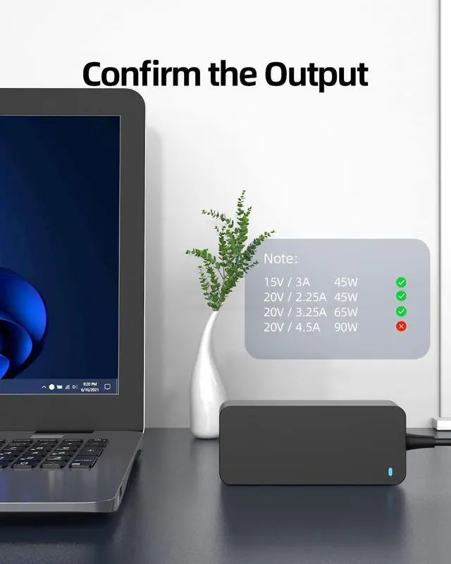 Alt view image 5 of 5 - Fast Charger Fit for Lenovo IdeaPad Flex 5 3 7 CB Laptop, USB C - New Version - 10Ft Extended Sturdy Cable, Power Light, (UL Certified Safety), PD Fast Charging, 14IAU7 15ITL05, 65W, 45W