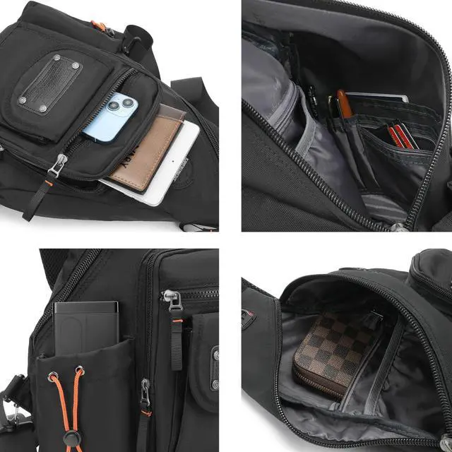 Alt view image 5 of 5 - NICGID Sling Bag Backpack, 13.3'' 14.1'' Laptop Bag Crossbody Shoulder Chest Backpacks Travel Outdoors for Men Women (Grey-2555, 14.1-Inch)