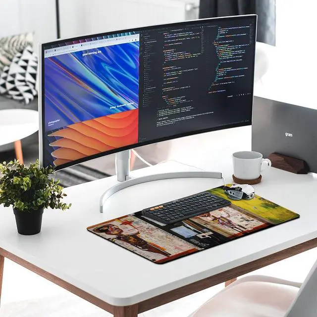 Alt view image 5 of 5 - Jean Michel Basquiat Grillo Art Large Mouse Pad for Desk 40X75cm