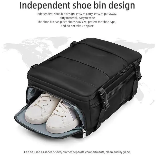 Alt view image 5 of 5 - Makes Large Casual Travel Backpack For Women Men,Carry On Rucksack Flight Approved,Hiking Waterproof Outdoor Sports Daypack Fit 15.6 Inch Laptop Shoes Compartment
