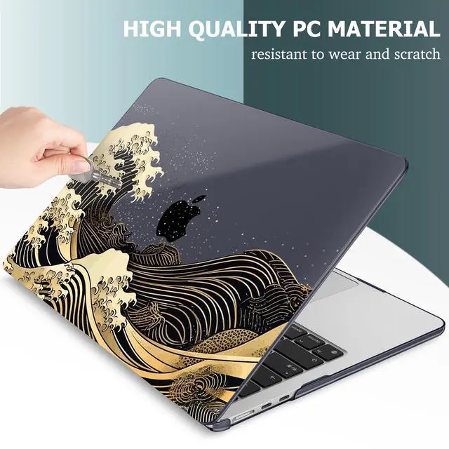 Alt view image 4 of 5 - May Chen Compatible with M4 MacBook Air 15 inch Case 2025 2024 2023 A3241 A3114 M3 A2941 M2 with Liquid Retina Display & Touch ID, Plastic Hard Shell with Keyboard Cover - Black Sea Wave