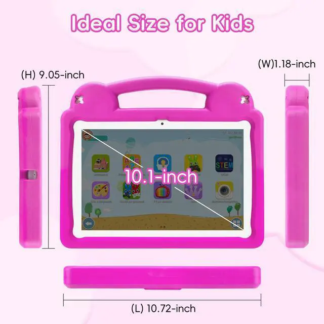 Alt view image 3 of 5 - paitanry Kids Tablet 10.1 Inch Android 14 Tablet for Kids, A523 Octa-Core, 8GB+64GB, 5000mAh Battery with Pink EVA Case, Wi-Fi 6 (2.4GHz & 5GHz), Parental Control, GMS