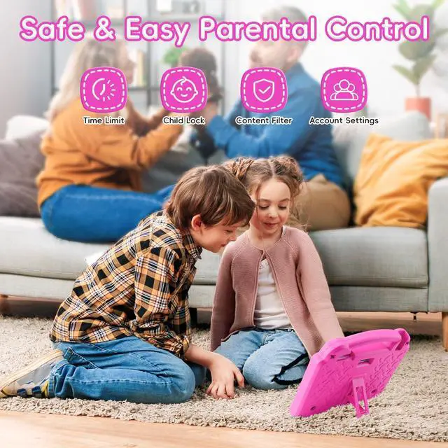 Alt view image 5 of 5 - paitanry Kids Tablet 10.1 Inch Android 14 Tablet for Kids, A523 Octa-Core, 8GB+64GB, 5000mAh Battery with Pink EVA Case, Wi-Fi 6 (2.4GHz & 5GHz), Parental Control, GMS