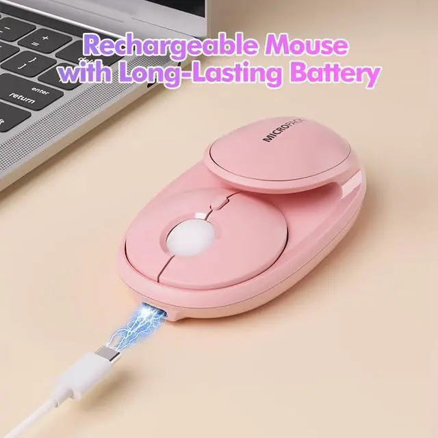 Alt view image 2 of 5 - MICROPACK Digitally Yours Rechargeable Wireless Mouse 2.4G Bluetooth Dual Mode, 2.4GHz Optical Cordless Mice PC, Laptop, Desktop, 3-Level DPI USB Green Mouse with Mirror (MP-720C-GN)
