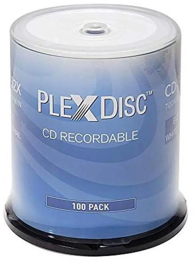 Main image of PlexDisc CD-R 700MB 52X White Thermal Hub Printable - 100 Disc Spindle (FFP) - 631-415-BX