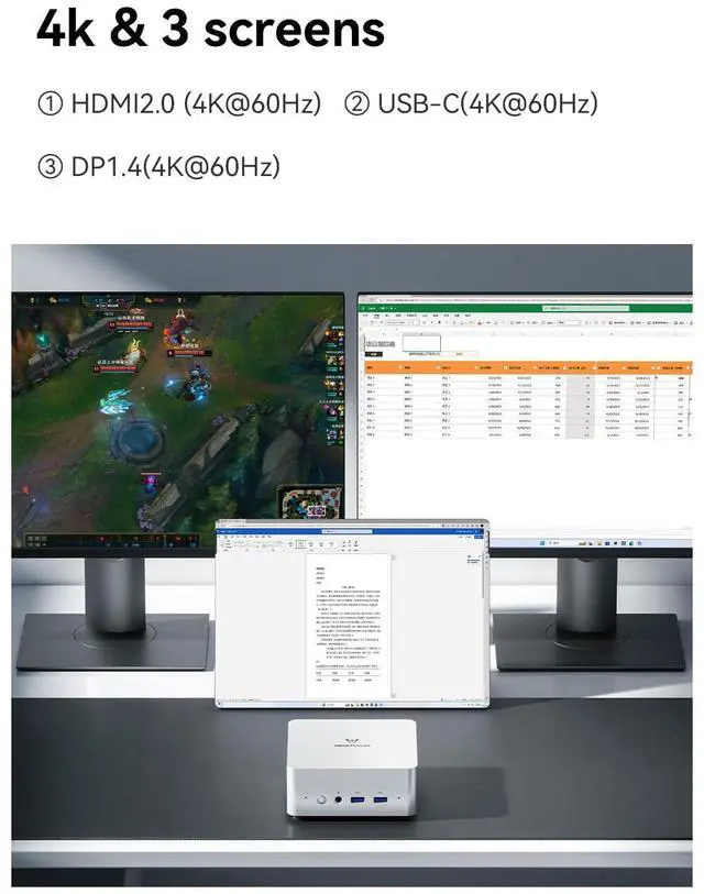 Alt view image 5 of 5 - MINISFORUM MINI PC UN1290 Intel Core i9-12900HK(14 C/20 T,up to 5.0GHz) 32GB RAM 1TB PCIe4.0 SSD,2.5 G RJ45 LAN Mini Computer,HDMI/USB-C/DP1.4,5X USB Ports, WiFi 6, BT5.2