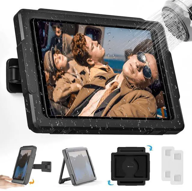 Main image of Mistriddle Shower iPad Holder Waterproof with 480deg Rotation Retractable Adjustable, Wall Mount Up to 11", Shower Tablet Holder for Bathroom Bathtub, 2 Adhesive, Fit for iPad, iPad Pro 11(Black)