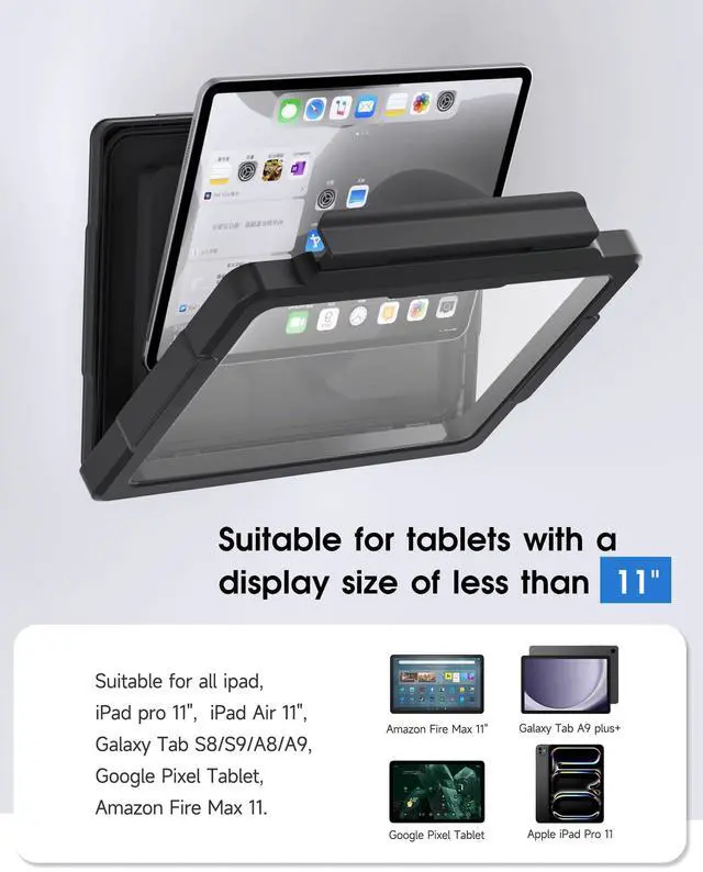 Alt view image 4 of 5 - Mistriddle Shower iPad Holder Waterproof with 480deg Rotation Retractable Adjustable, Wall Mount Up to 11", Shower Tablet Holder for Bathroom Bathtub, 2 Adhesive, Fit for iPad, iPad Pro 11(Black)