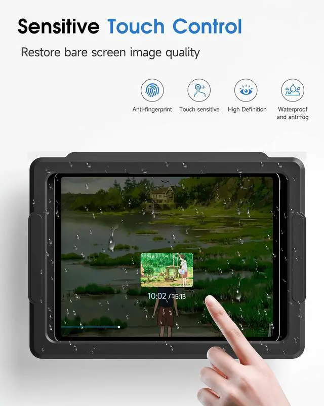 Alt view image 5 of 5 - Mistriddle Shower iPad Holder Waterproof with 480deg Rotation Retractable Adjustable, Wall Mount Up to 11", Shower Tablet Holder for Bathroom Bathtub, 2 Adhesive, Fit for iPad, iPad Pro 11(Black)