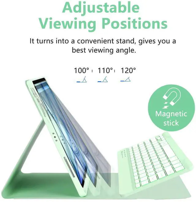 Alt view image 4 of 5 - MMK For iPad Air 13 inch (M2) 2024 & For iPad Pro 12.9 Case with Keyboard, Keyboard case for iPad Pro 12.9 inch 6th 5th & iPad Air 13 inch, Backlit Bluetooth Wireless Keyboard with Pencil Holder,Green
