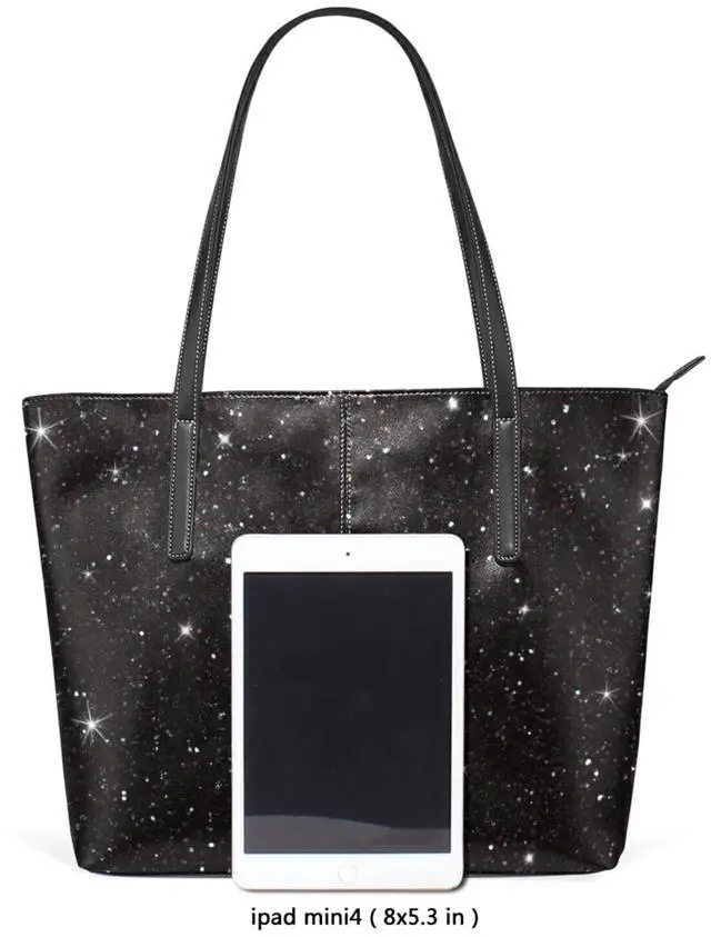 Alt view image 3 of 5 - MochaDD Black Laptop Tote Bag,Dark Black Glitter Sparkle Laptop Tote Bag, Woman Laptop Organizer Bag Teacher Work Purse -11.8 inch X 11.0 inch-1126