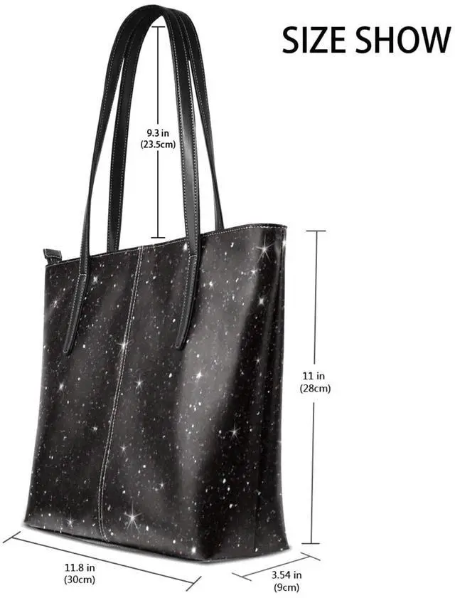 Alt view image 2 of 5 - MochaDD Black Laptop Tote Bag,Dark Black Glitter Sparkle Laptop Tote Bag, Woman Laptop Organizer Bag Teacher Work Purse -11.8 inch X 11.0 inch-1126