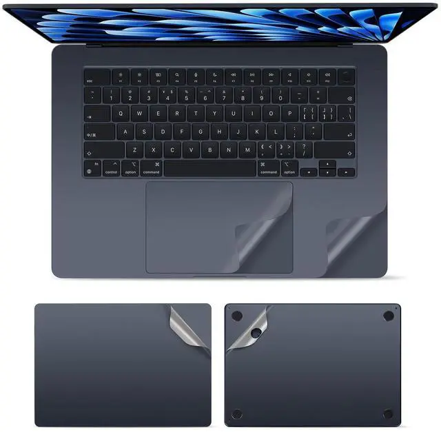 Alt view image 2 of 5 - 4 in 1 Ultra Thin 3M Vinyl Full Size Laptop Skin Palm Rest Sticker for MacBook Pro 14 Inch M2 M3 M4 (Model: A2442/A2779/A2918/A2992/A3112/A3401/A3185) - Space Black