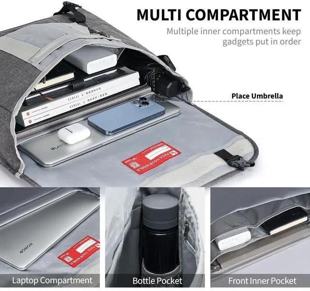 Alt view image 5 of 5 - OIWAS Messenger Bag for Women, 17 Inch Laptop Crossbody Bags Men Casual Satchel Shoulder Bag College Travel Office Briefcase (Grey, 17 inch)