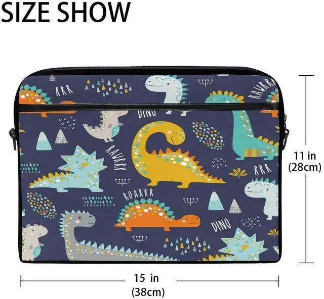 Alt view image 2 of 5 - ALAZA Cute Funny Dinosaurs Dino15 inch Laptop Case Shoulder Bag Crossbody Briefcase for Women Men with Shoulder Strap Handle