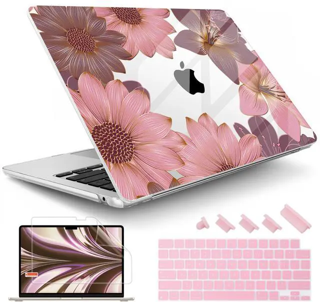 Main image of May Chen for MacBook Air 13.6 inch Case A3240 A3113 A2681 M4 M3 M2 Chip, 2025 2024 2023 2022 Release, Ultra-Thin Plastic Hard Shell Case for MacBook Air 13.6" with Retina Display, Gerbera