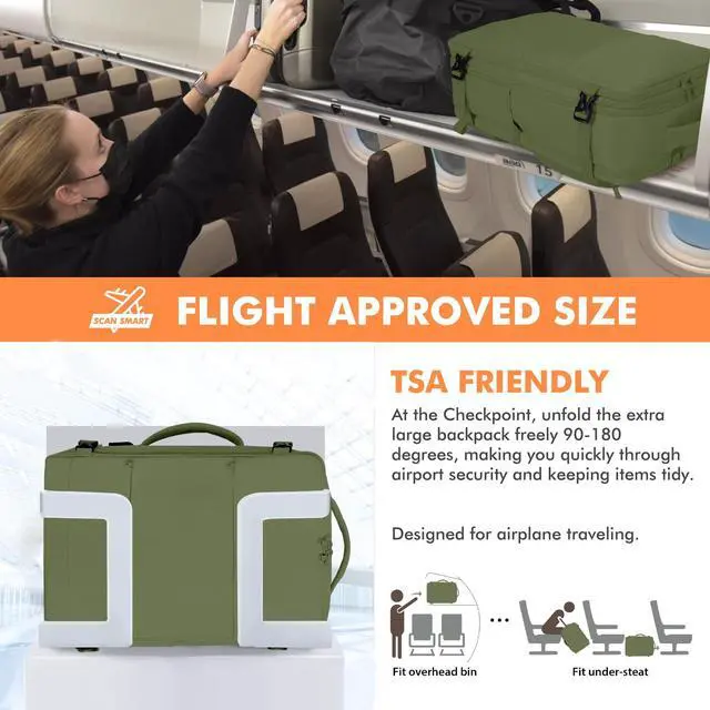 Alt view image 5 of 5 - Mountain Land 18x14x8 Inches Expandable Weekender Bags Carryon Travel Backpack TSA Frontier Airlines Personal Item Laptop Bag Luggage Backpack with USB Charging Port