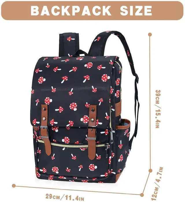 Alt view image 2 of 5 - MCWTH Mushroom School Backpack for Girls Women, 15.6 inch Laptop Backpacks Bookbags for College Travel