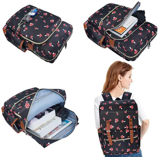 Alt view image 5 of 5 - MCWTH Mushroom School Backpack for Girls Women, 15.6 inch Laptop Backpacks Bookbags for College Travel