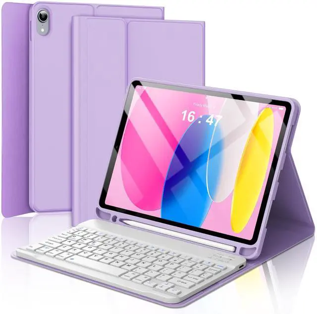 Main image of for iPad 10th Generation Case with Keyboard (10.9" 2022) & iPad 11th (A16, 2025), Magnetic Detachable Slim Wireless Keyboard, Precise Cutouts Folio Cover Case with Pencil Holder, Light Purple