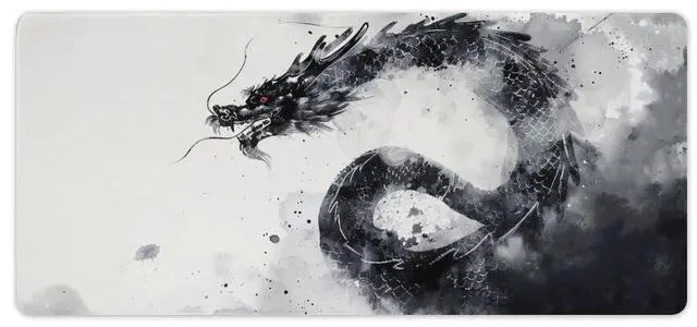 Main image of PailailaiNest Large Mouse Pad Gaming Mousepad Japanese Dragon Cool Black White Fantasy Mouse Pad Big Desk Mat Computer Mouse Mat for Keyboard Non-Slip Base 40x90cm