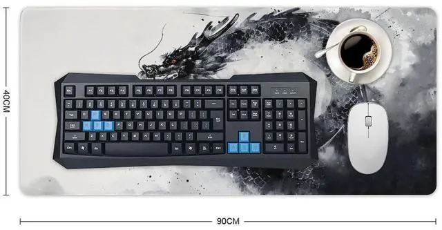 Alt view image 2 of 5 - PailailaiNest Large Mouse Pad Gaming Mousepad Japanese Dragon Cool Black White Fantasy Mouse Pad Big Desk Mat Computer Mouse Mat for Keyboard Non-Slip Base 40x90cm