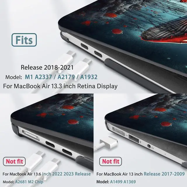 Alt view image 3 of 5 - May Chen Compatible with MacBook Air 13 inch Case 2021, 2020 2019 2018 Release Model: M1 A2337 A2179 A1932, Plastic Hard Shell Case Cover with Keyboard Cover, Mushrooms