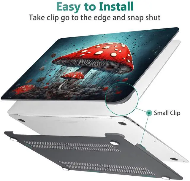Alt view image 5 of 5 - May Chen Compatible with MacBook Air 13 inch Case 2021, 2020 2019 2018 Release Model: M1 A2337 A2179 A1932, Plastic Hard Shell Case Cover with Keyboard Cover, Mushrooms