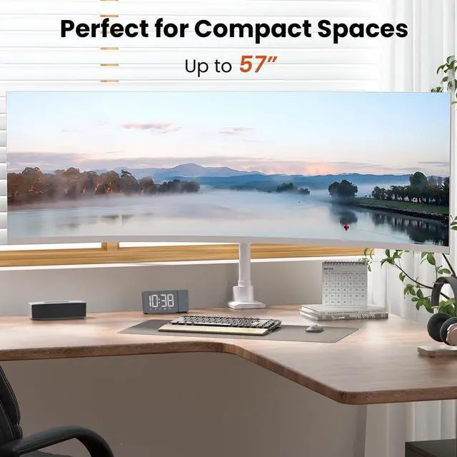 Alt view image 2 of 5 - Monitor-Arm Ultrawide Heavy Duty 24-57'' - Aluminum Single Monitor Mount Holds up to 59.4lbs, Adjustable Desk Mount Stand, VESA75/100/200mm, White