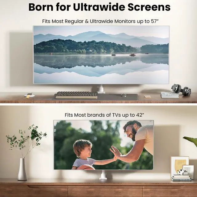 Alt view image 3 of 5 - Monitor-Arm Ultrawide Heavy Duty 24-57'' - Aluminum Single Monitor Mount Holds up to 59.4lbs, Adjustable Desk Mount Stand, VESA75/100/200mm, White