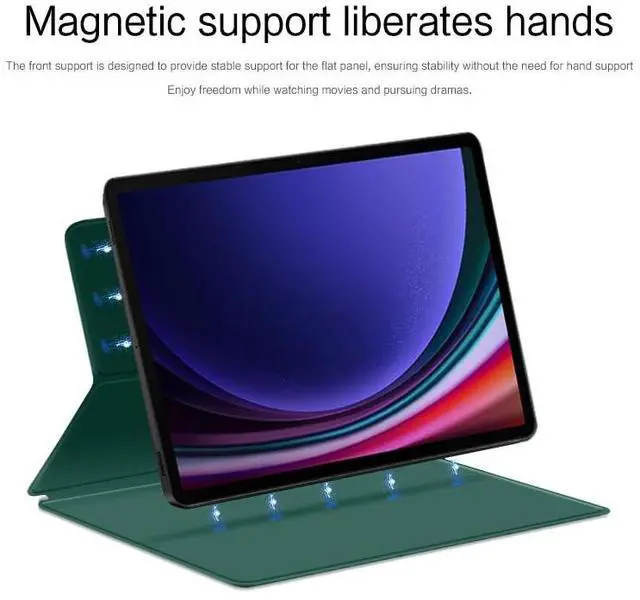Alt view image 2 of 5 - QYiiD Magnetic Case for Galaxy Tab S10 FE/Galaxy Tab S9 FE 5G 10.9 Inch/Tab S9 11 Inch 2023 with S Pen Holder, Ultra-Slim Lightweight Slim Magnetic Stand Case with Auto Sleep/Wake Cover, DrakGreen