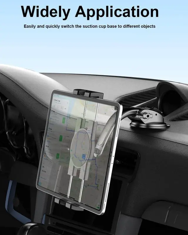 Alt view image 2 of 5 - Phichy Car Tablet Mount for 4.7"-13" Phone & iPad - Car Tablet Holder for Dashboard Windshield with Military-Grade Suction & Stable, Compatible with iPad Pro/Air/Mini, Galaxy Tabs, iPhone, Tablets