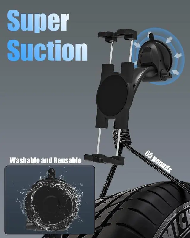 Alt view image 3 of 5 - Phichy Car Tablet Mount for 4.7"-13" Phone & iPad - Car Tablet Holder for Dashboard Windshield with Military-Grade Suction & Stable, Compatible with iPad Pro/Air/Mini, Galaxy Tabs, iPhone, Tablets