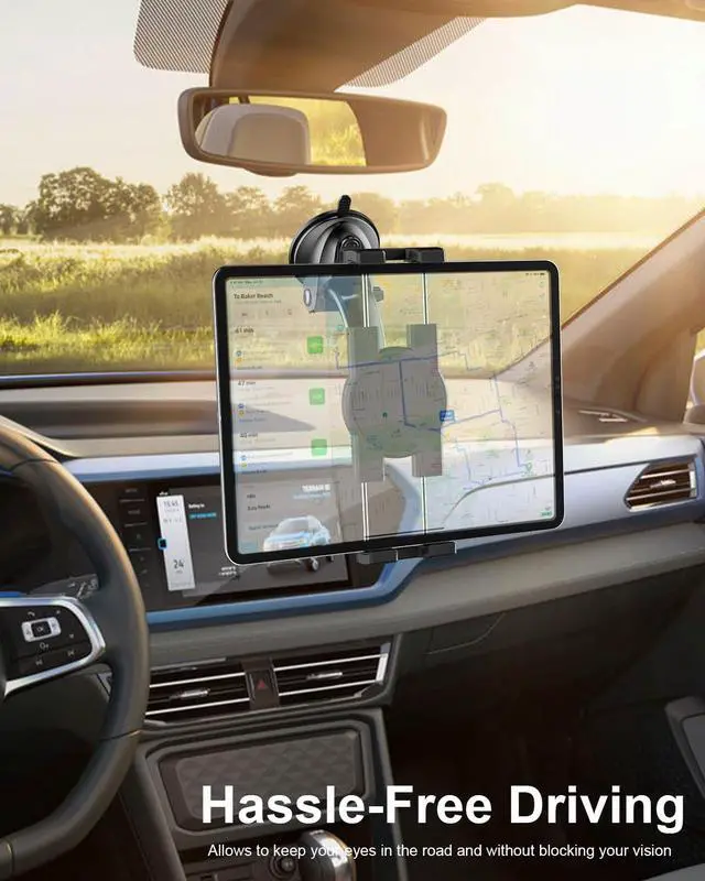 Alt view image 4 of 5 - Phichy Car Tablet Mount for 4.7"-13" Phone & iPad - Car Tablet Holder for Dashboard Windshield with Military-Grade Suction & Stable, Compatible with iPad Pro/Air/Mini, Galaxy Tabs, iPhone, Tablets