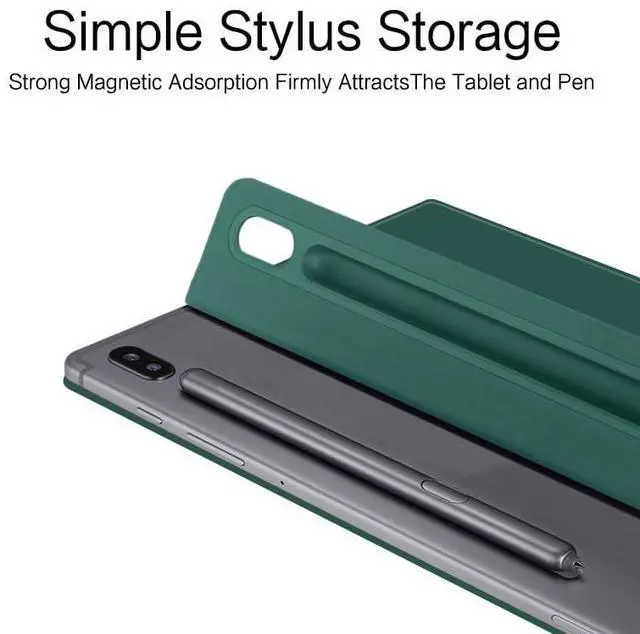 Alt view image 5 of 5 - QYiiD Magnetic Case for Galaxy Tab S10 FE/Galaxy Tab S9 FE 5G 10.9 Inch/Tab S9 11 Inch 2023 with S Pen Holder, Ultra-Slim Lightweight Slim Magnetic Stand Case with Auto Sleep/Wake Cover, DrakGreen