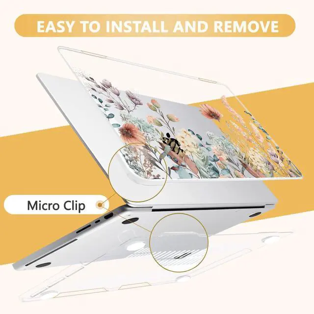 Alt view image 3 of 5 - MecBevia Compatible with MacBook Pro 14 inch Case (2021-2024, M4/M3/M2/M1 Pro/Max), Plastic Hard Shell Case Cover for MacBook Pro 14", Abstract Flower