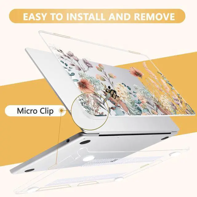 Alt view image 3 of 5 - MecBevia Compatible with MacBook Air 13.6 inch Case, M4 A3240/M3 A3113/M2 A2681 (Released 2025 to 2022), Hard Shell, Keyboard Cover, Screen Protector, Webcam Cover & Type-C Adapter, Abstract Flower
