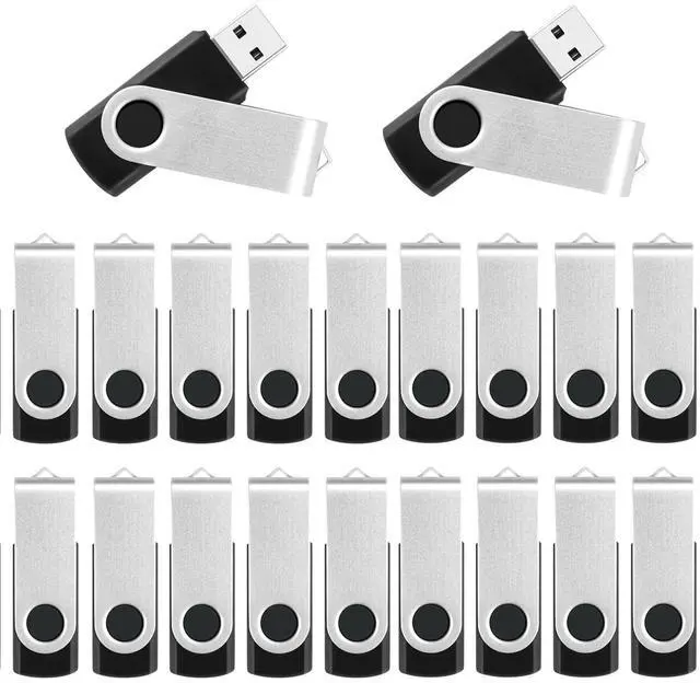 Main image of 4GB Flash Drive Bulk USB Drives, 20 Pack USB2.0 Thumb Drives Memory Stick Pendrive Jump Drive, Swivel Design USB Storage Flash Drive Plug-and-Play Photo Stick Zip Drive for Windows/Mac/Linux/PC