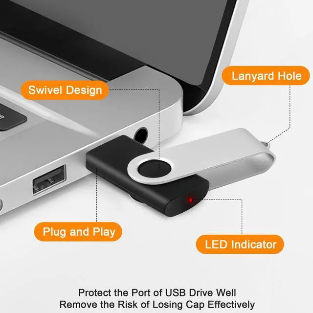 Alt view image 4 of 5 - 4GB Flash Drive Bulk USB Drives, 20 Pack USB2.0 Thumb Drives Memory Stick Pendrive Jump Drive, Swivel Design USB Storage Flash Drive Plug-and-Play Photo Stick Zip Drive for Windows/Mac/Linux/PC