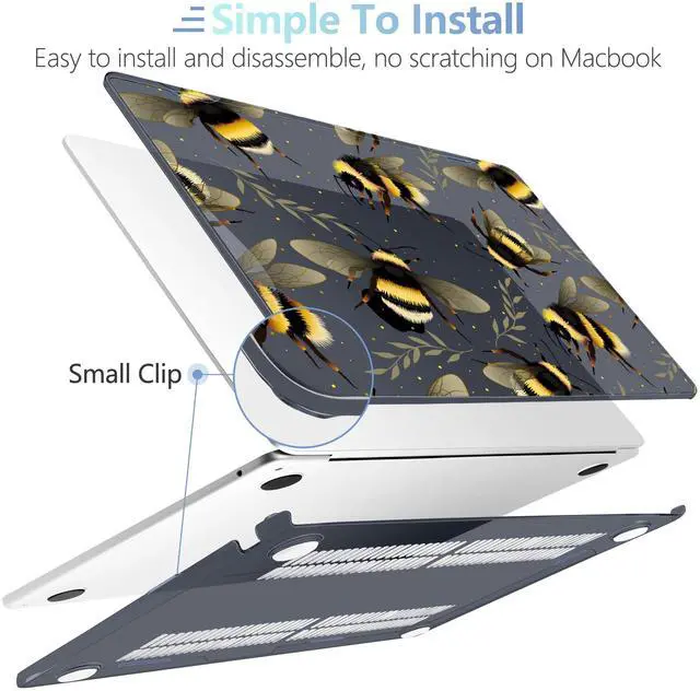 Alt view image 5 of 5 - MEEgoodo Case for MacBook Air 15 inch M4/M3/M2 2025 2024 2023, Case Fit Model (A3241/A3114/A2941) for MacBook Air 15-inch, Laptop with Keyboard & Camera Cover & OTG Adapter, Bumblebee & Leaves